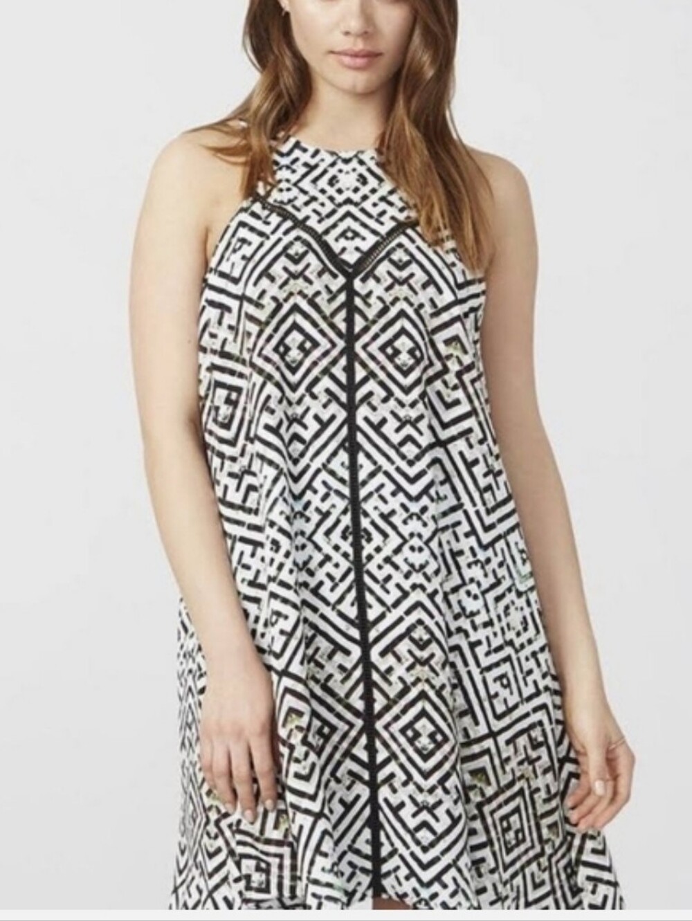 RACHEL Rachel Roy dress XL knee length black white geometric print sleeveless